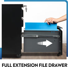 Load image into Gallery viewer, File Vertical 3 drawers (Box / Box / File), Mobile Commercial Cabinet with Lock, Black