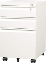 Load image into Gallery viewer, File Vertical 3 drawers (Box / Box / File), Mobile Commercial Cabinet with Lock, White