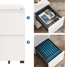 Load image into Gallery viewer, File Vertical 2 drawers (File / File), Mobile Commercial Cabinet with Lock, White