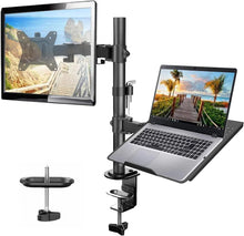 Load image into Gallery viewer, Laptop and Monitor Desk Arm Stand, 1 monitor / 1 laptop, Black