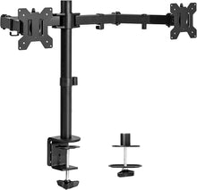 Load image into Gallery viewer, Dual Monitor Desk Arm Stand, HD Fully Adjustable, holds 2 monitors, Black