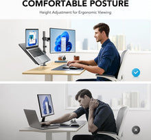 Load image into Gallery viewer, Laptop and Monitor Desk Arm Stand, 1 monitor / 1 laptop, Black

