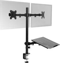 Load image into Gallery viewer, 3 in 1 Laptop and Monitor Desk Arm Stand, 2 monitor / 1 laptop, Black
