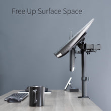 Load image into Gallery viewer, Dual Monitor Desk Arm Stand, HD Fully Adjustable, holds 2 monitors, Black
